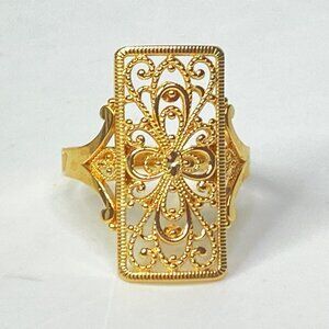 14K yellow Gold Filigree Ring by Michael & Anthony Size 7.5 2.6g JR1123